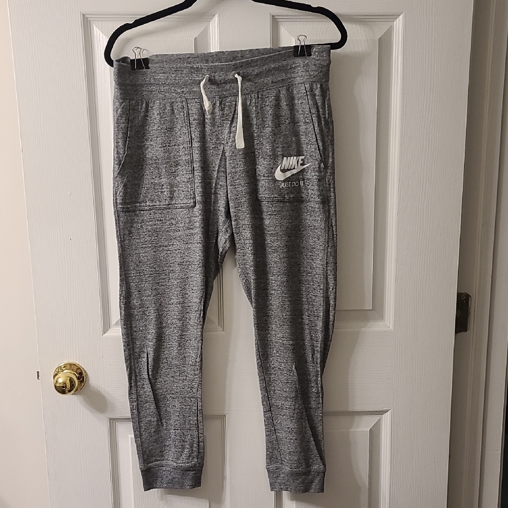 Nike Gray Sweatpants with Tapered Leg and Elastic Cuffs